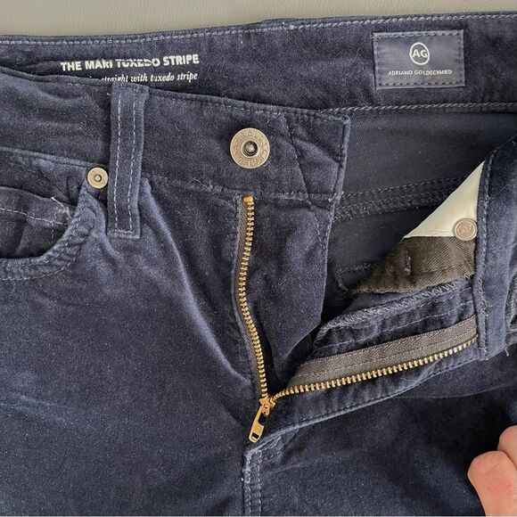 AG Adriano Goldschmied The Mari Tuxedo Stripe Deep Trenches Velvet Pants Sz 26R - Picture 10 of 13